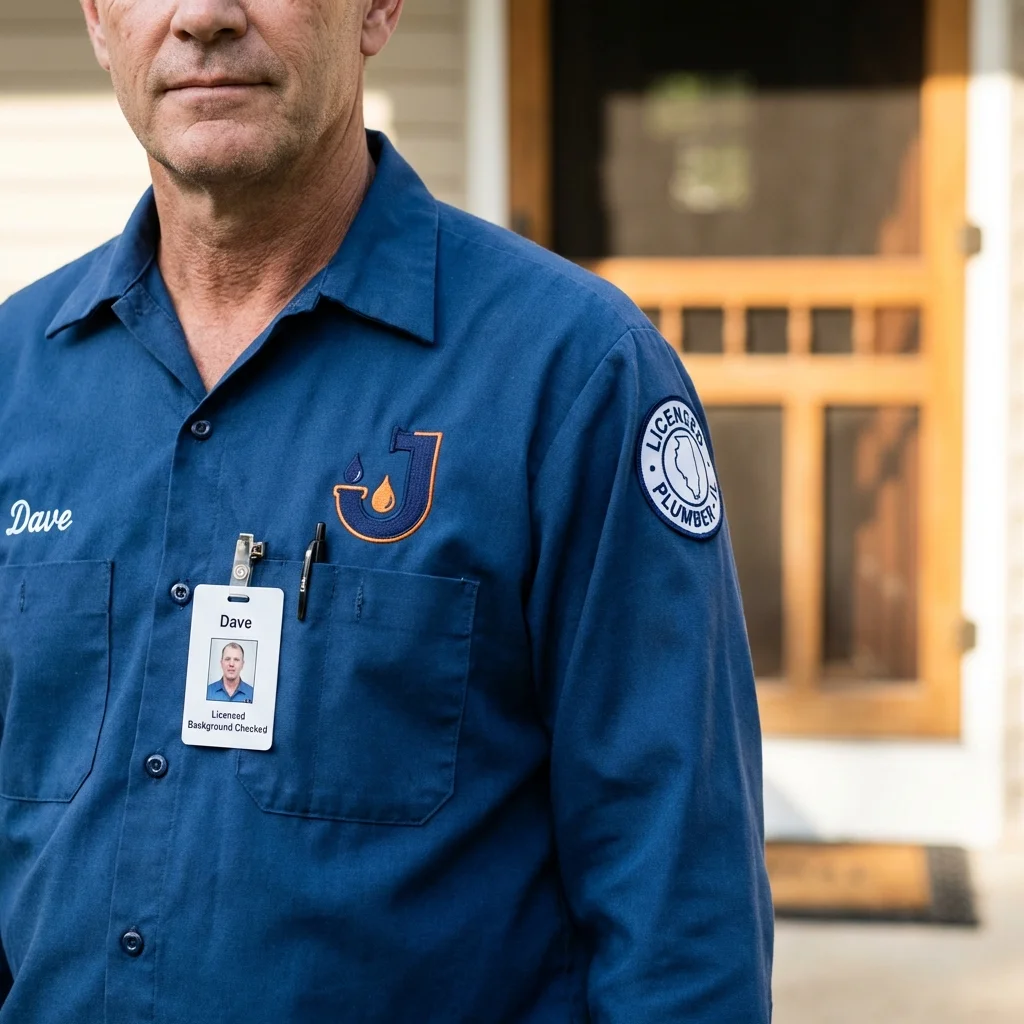 Licensed plumber showing ID badge in Beverly Hills, FL