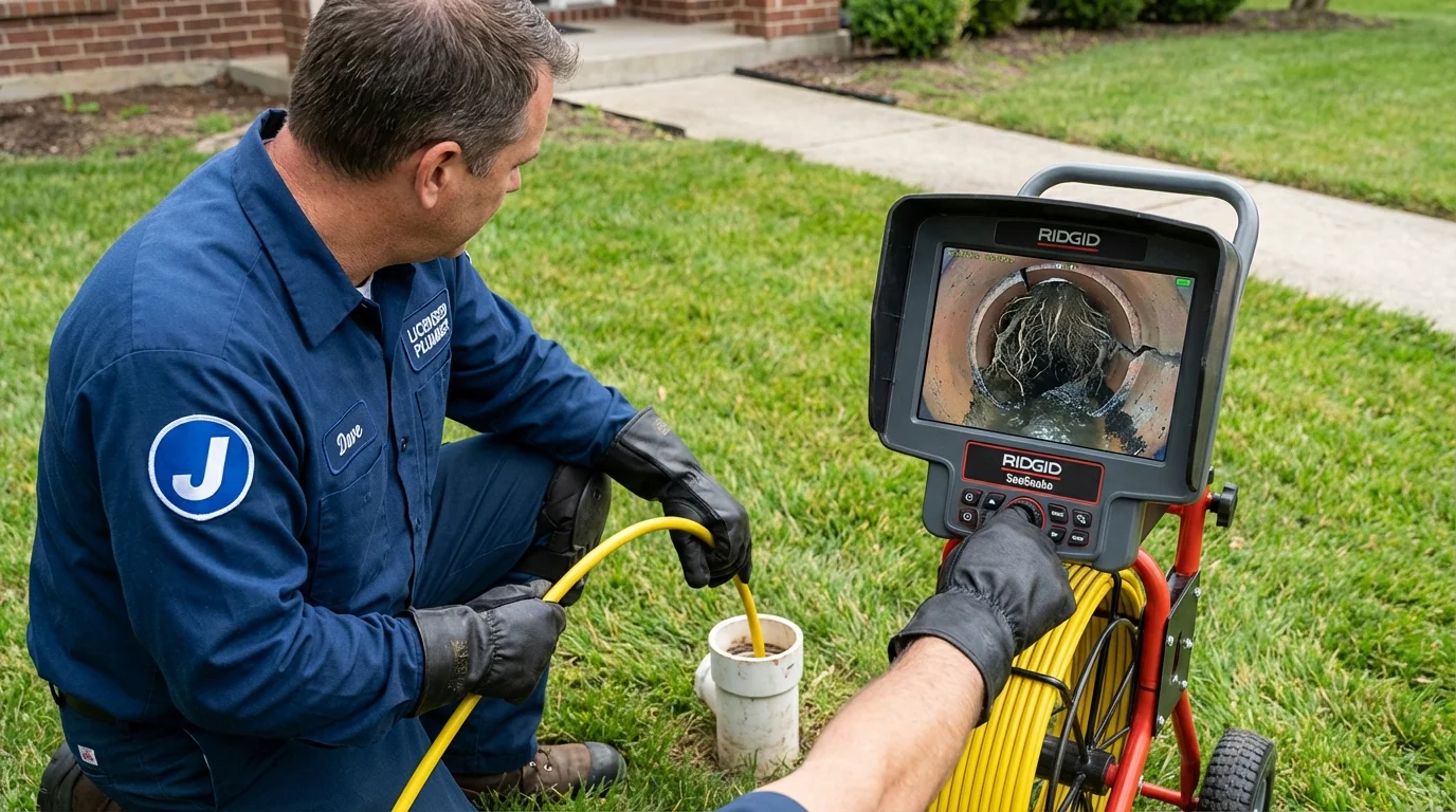 Sewer camera inspection being performed by Johns Plumbing LLC in Beverly Hills