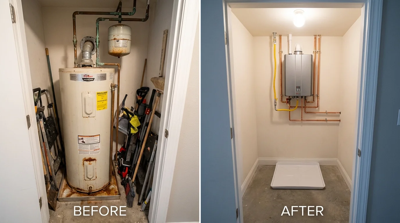 Tank water heater versus wall-mounted tankless unit comparison for Beverly Hills, FL homeowners